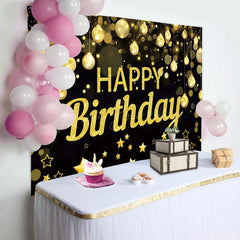 Lofaris Golden Bokeh Vibe Lights Happy Birthday Backdrop