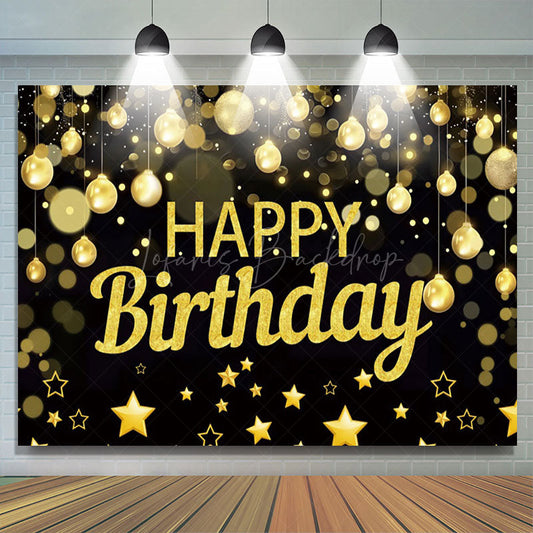 Lofaris Golden Bokeh Vibe Lights Happy Birthday Backdrop