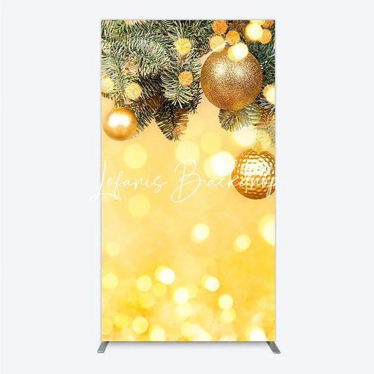 Lofaris Golden Christmas Ornaments and Pine Branches Rectangle Arch Backdrop Festive Holiday Bokeh Lights Party Decor
