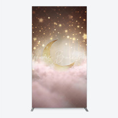 Lofaris Golden Crescent Moon and Sparkling Stars Rectangle Arch Backdrop Dreamy Pink Clouds Baby Shower Decor