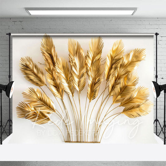 Lofaris Golden Feather Boho Copy Ornaments Photo Backdrop