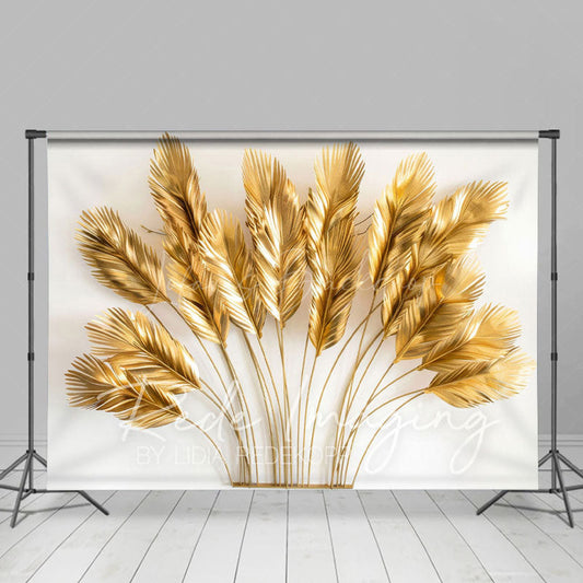 Lofaris Golden Feather Boho Copy Ornaments Photo Backdrop