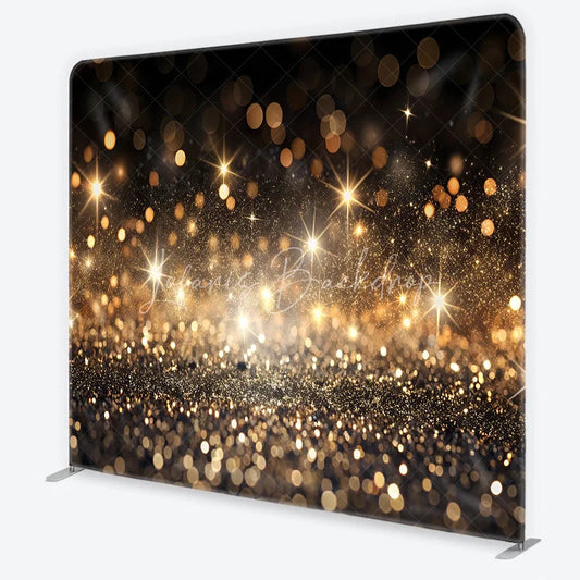 Lofaris Golden Glitter and Sparkling Lights Square Double-Sided Backdrop Festive Celebration Party Decor for Photography