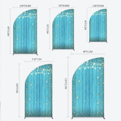 Lofaris Golden Glitter String Lights Teal Wooden Half Moon Arch Backdrop Festive Party Celebration Decor