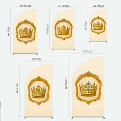 Lofaris Golden Royal Crown Half Moon Arch Backdrop Ornate Jeweled King and Queen Birthday Party Decoration