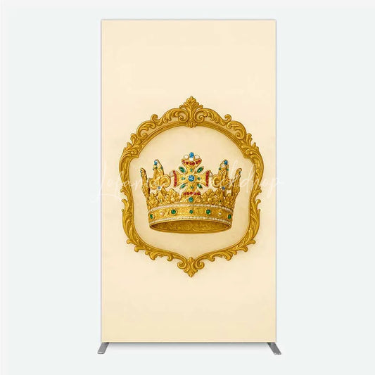 Lofaris Golden Royal Crown Rectangle Backdrop Ornate Jeweled King and Queen Birthday Party Decoration