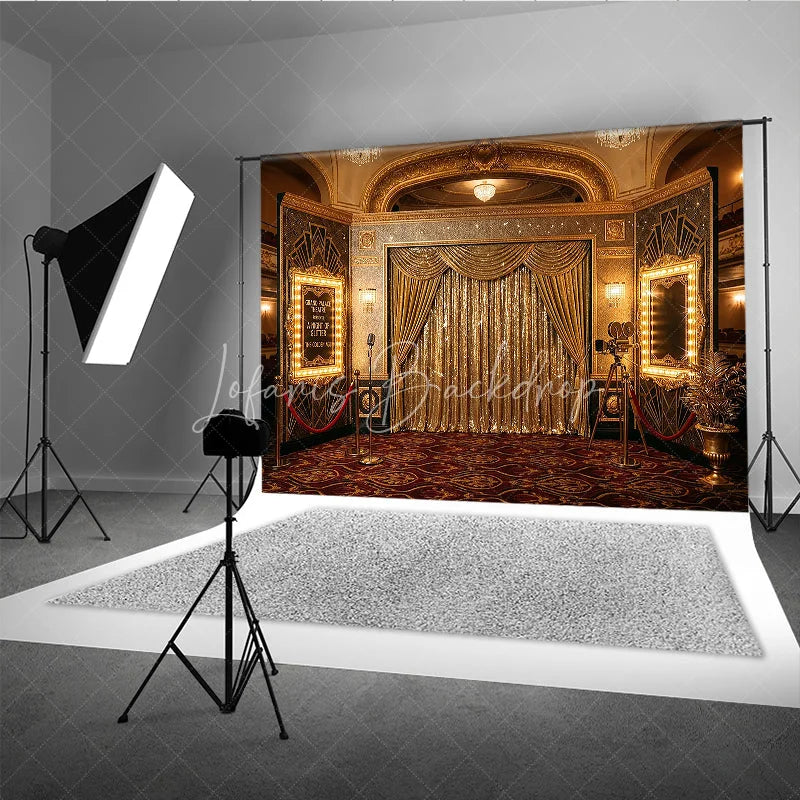 Lofaris Golden Sequin Curtain Grand Palace Theatre Photography Backdrop Art Deco Glamour Awards Night Party Decor