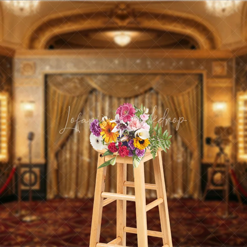 Lofaris Golden Sequin Curtain Grand Palace Theatre Photography Backdrop Art Deco Glamour Awards Night Party Decor