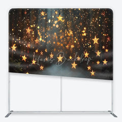 Lofaris Golden Star String Lights and Bokeh Square Double-Sided Backdrop Festive Holiday Party Decor