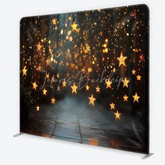 Lofaris Golden Star String Lights and Bokeh Square Double-Sided Backdrop Festive Holiday Party Decor