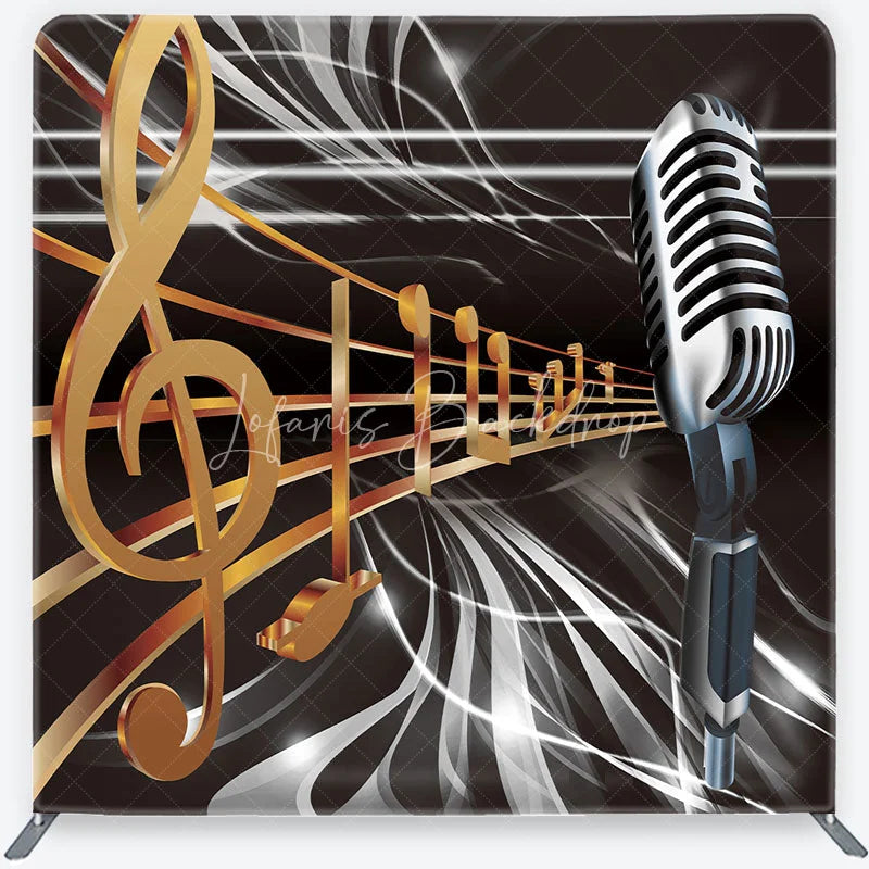 Golden Treble Clef and Musical Notes Square Double-Sided Backdrop, with ...