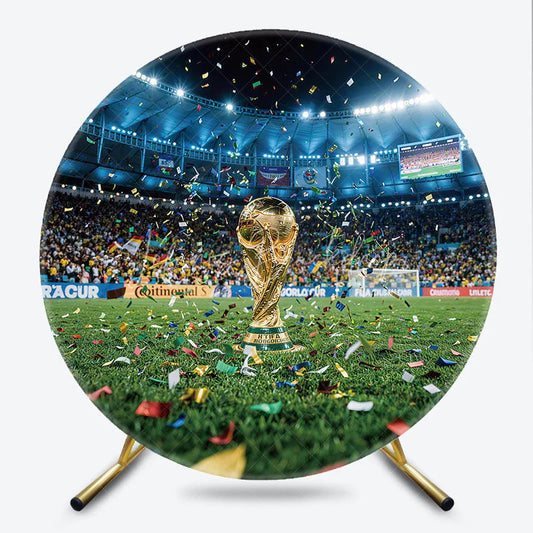Lofaris Golden Trophy Soccer Stadium Round Backdrop Championship Celebration Sports Party Decor
