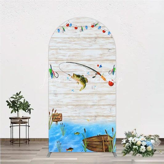Lofaris Gone Fishing Arch Backdrop Bass Theme Baby Shower Birthday Party Decor