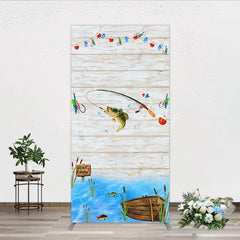 Lofaris Gone Fishing Rectangle Backdrop Bass Theme Baby Shower Birthday Party Decor