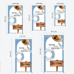 Lofaris Gone Fishing Rectangle Backdrop Reel Excited Life Ring Rustic Sign Background Boy Baby Shower Cover Decoration