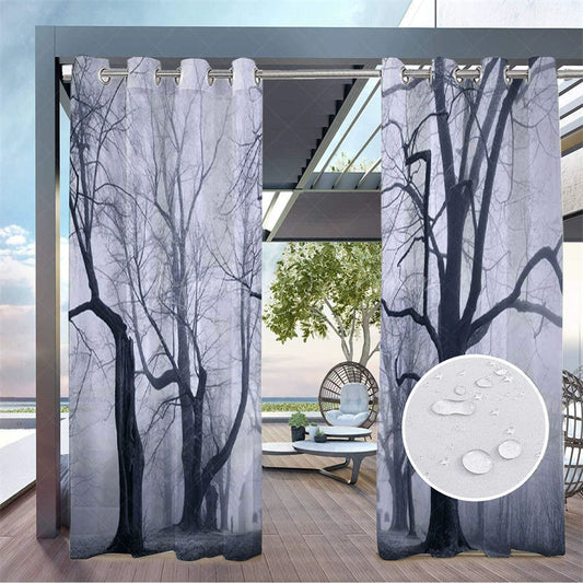 Lofaris Gothic Dark Forest Waterproof Outdoor Curtains For Patio