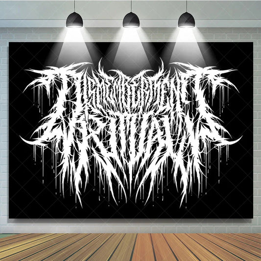 Lofaris Gothic Death Metal Logo Backdrop Black and White Grunge Rock Music Party Banner for Studio