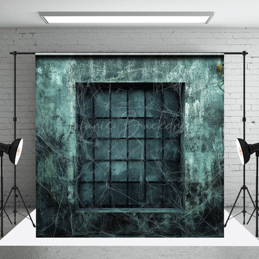 Lofaris Gothic Haunted Window Photography Backdrop Spooky Wall with Cobwebs Dark and Creepy Halloween Themed Photos