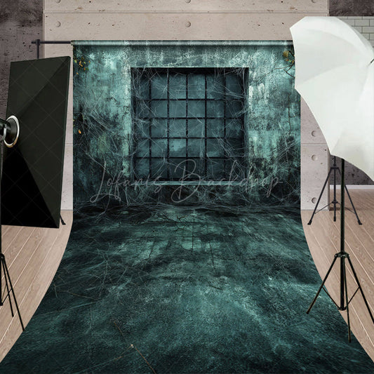 Lofaris Gothic Haunted Window Sweep Backdrop Spooky Wall with Cobwebs Dark and Creepy Halloween Themed Photos