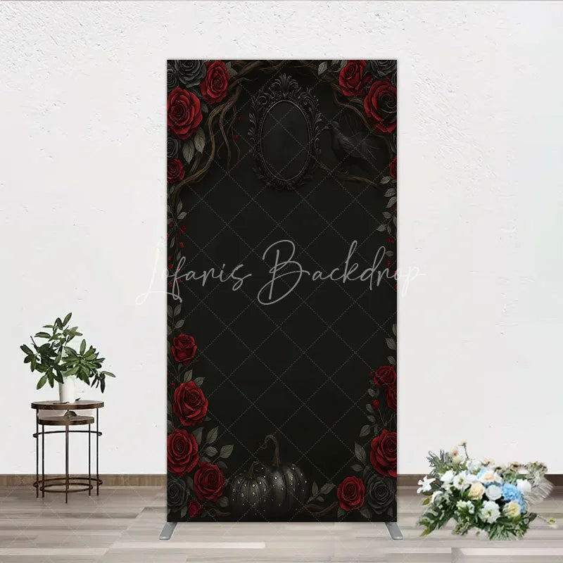 Lofaris Gothic Red Roses and Black Crow Rectangle Backdrop Dark Floral Halloween Birthday Party Decor Photo Booth