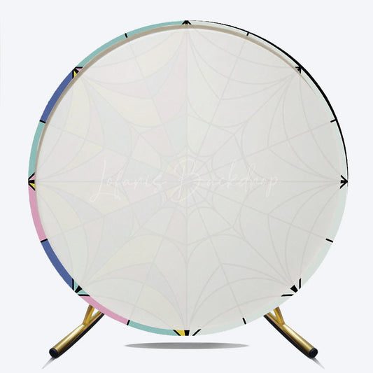 Lofaris Gothic Stained Glass Round Backdrop Half Color and Spiderweb Window Wednesday Addams Inspired Party Decor