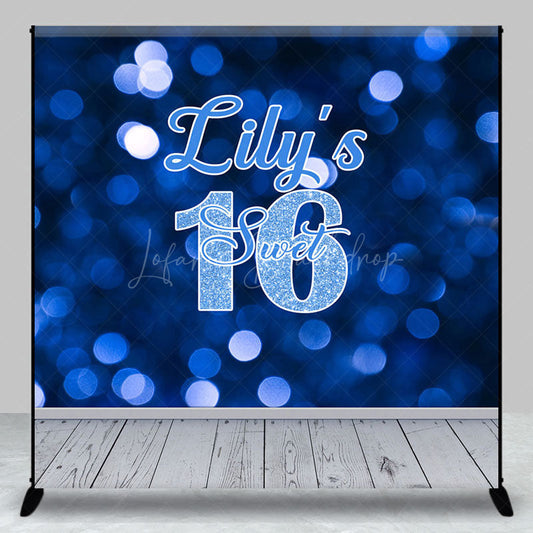 Lofaris Gradient Blue Bokeh Sweet 16 Custom Birthday Backdrop