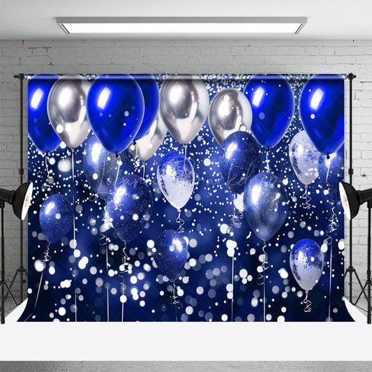 Lofaris Gradient Blue Silver Bokeh Balloon Photo Backdrop