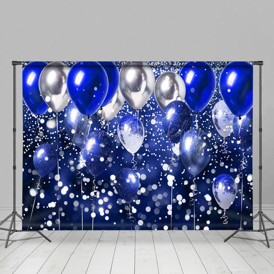 Lofaris Gradient Blue Silver Bokeh Balloon Photo Backdrop