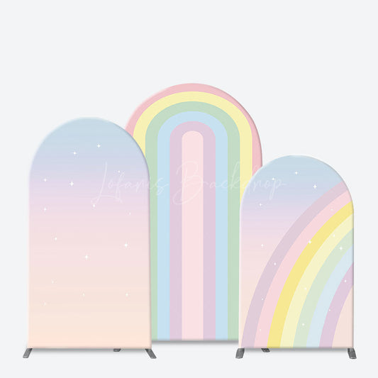 Lofaris Gradient Color Sparkle Rainbow Birthday Arch Backdrop