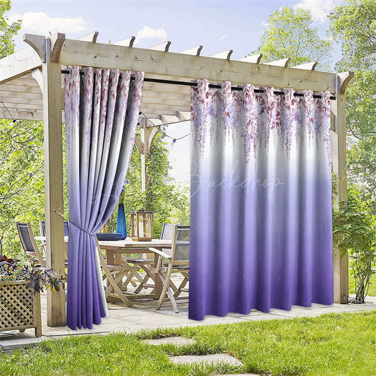 Lofaris Gradient Lavender Waterproof Printed Outdoor Curtains