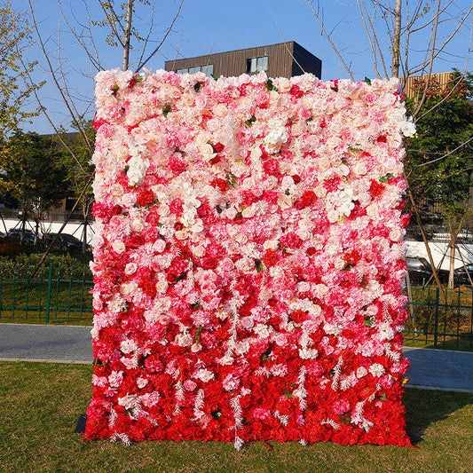 Lofaris Gradient Pink White Rose Artificial Flower Wall