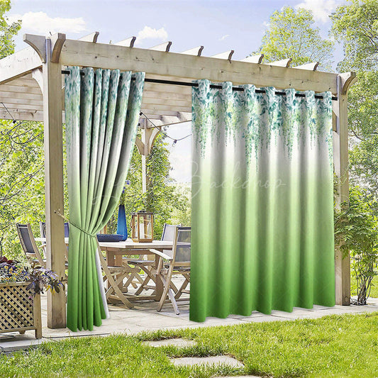 Lofaris Gradient Plant Waterproof Printed Outdoor Curtains