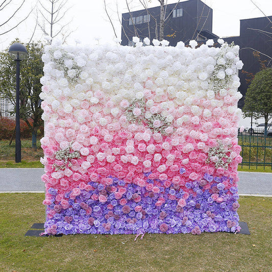 Lofaris Gradient Purple Pink White Artificial Flower Wall