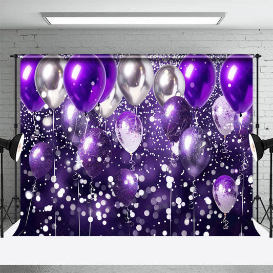 Lofaris Gradient Purple Silver Bokeh Balloon Photo Backdrop