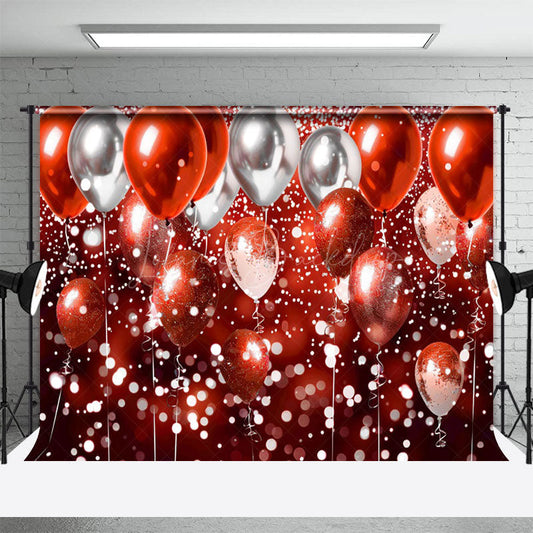 Lofaris Gradient Red Silver Bokeh Balloon Photo Backdrop