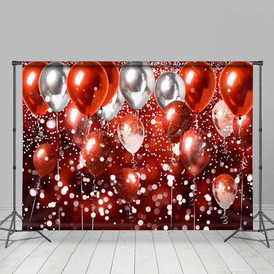 Lofaris Gradient Red Silver Bokeh Balloon Photo Backdrop