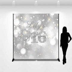 Lofaris Gradient Silver Sweet Bokeh Custom Birthday Backdrop