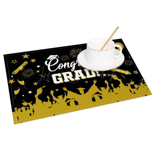 Lofaris Graduation Classic Black Gold Set of 4 Placemats