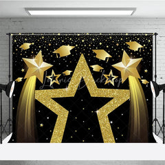 Lofaris Graduation Stars Backdrop Golden Glitter Caps Party Supplies for Class of 2026