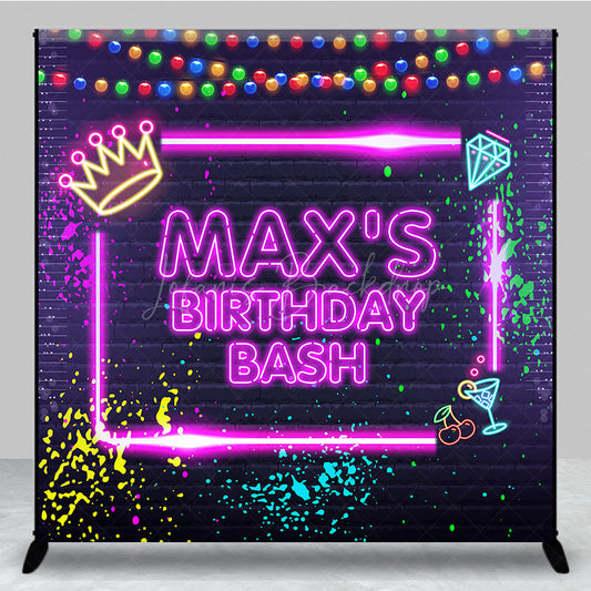 Lofaris Graffiti Neon Wall Crown Custom Birthday Backdrop