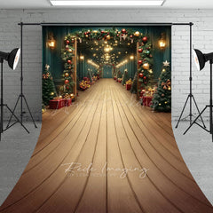 Lofaris Grand Christmas Hallway Sweep Backdrop Elegant Garland and String Lights Holiday Party Photo Floor Drop