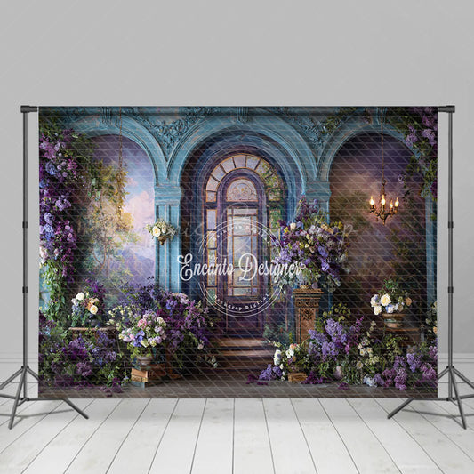 Lofaris Grand Conservatory Archway Photography Backdrop Purple Lilac Floral Decor Elegant Palace Wedding Background