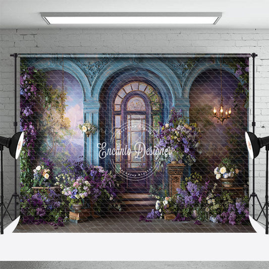 Lofaris Grand Conservatory Archway Photography Backdrop Purple Lilac Floral Decor Elegant Palace Wedding Background