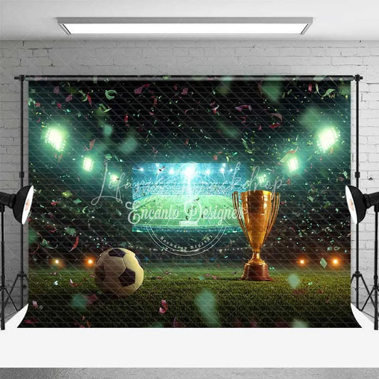 Lofaris Grand Sports Stadium Soccer Ball Trophy Backdrop Victory Celebration Game Day Photography Background