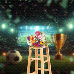 Lofaris Grand Sports Stadium Soccer Ball Trophy Backdrop Victory Celebration Game Day Photography Background