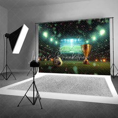 Lofaris Grand Sports Stadium Soccer Ball Trophy Backdrop Victory Celebration Game Day Photography Background