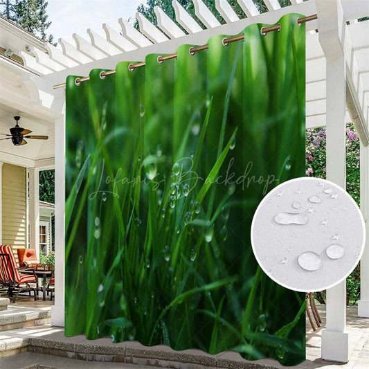 Lofaris Grass Dew Waterproof Printed Outdoor Curtains For Cabana