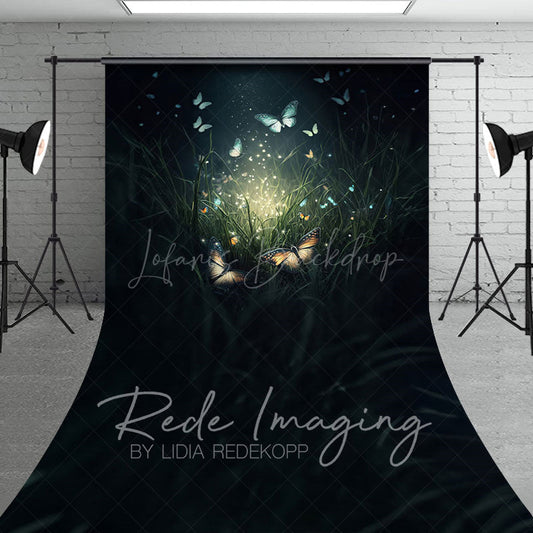 Lofaris Grass Mystical Butterflies Fine Art Sweep Backdrop