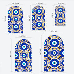 Lofaris Greek Evil Eye Arch Backdrop for Birthday Party Blue and Gold Nazar Amulet Pattern Protection Themed Photo Decor