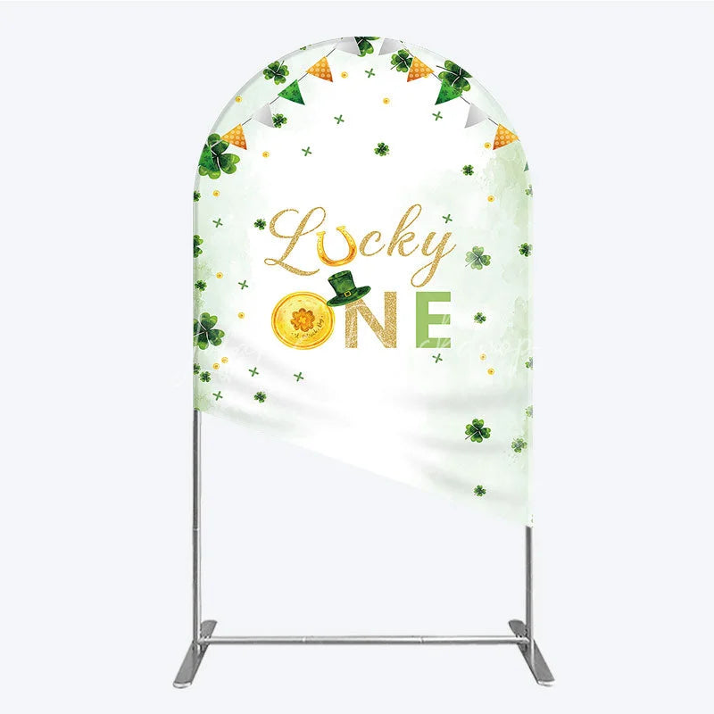 Lofaris Green and Gold Lucky ONE St. Patrick’s Day Arch Backdrop Kit Shamrock First Birthday Party Decor